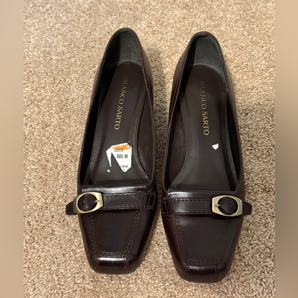 Franco Sarto Dark Brown Loafers with Buckle